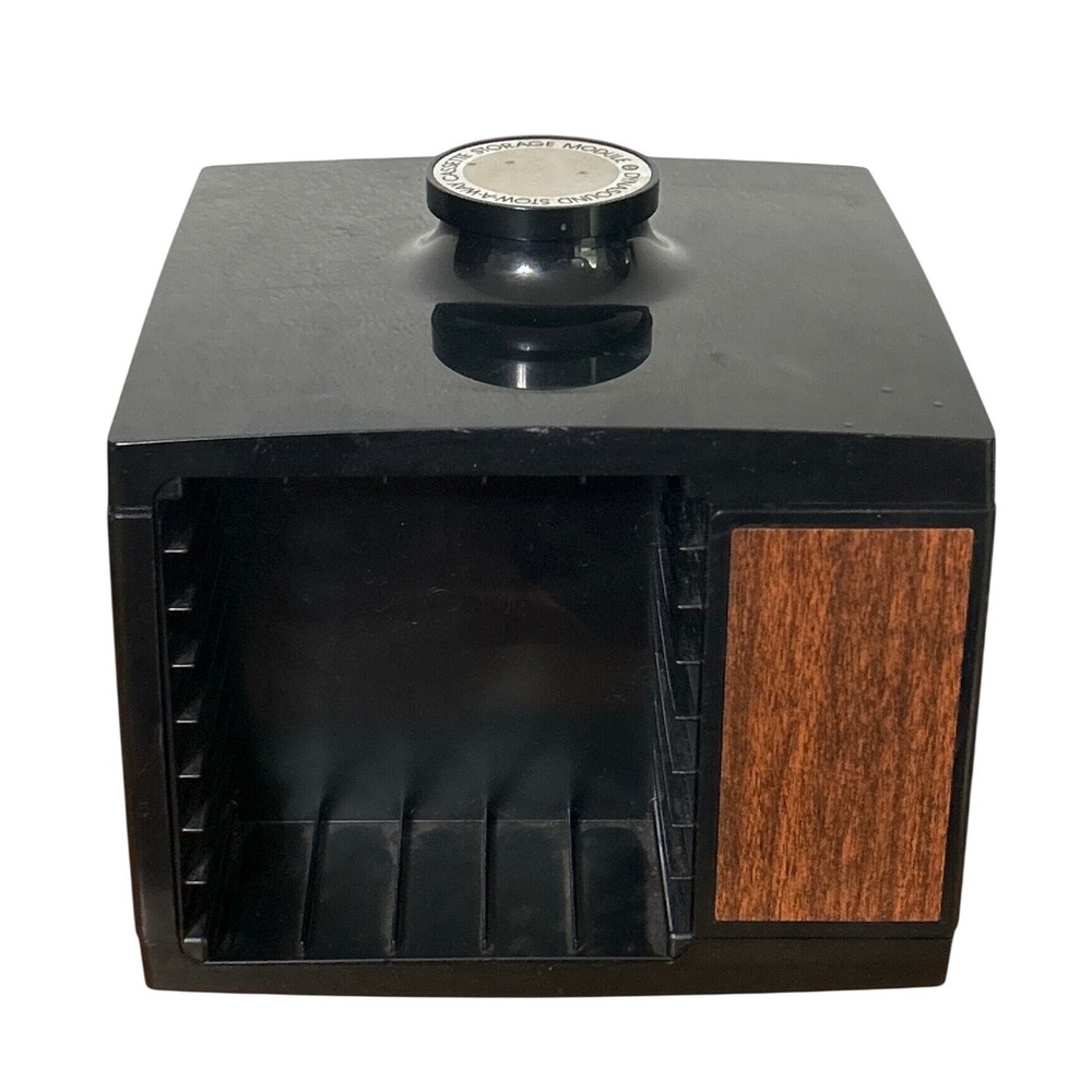 Dynasound Stow-A-Way Rotating Cassette Storage Module Black Woodgrain Vintage